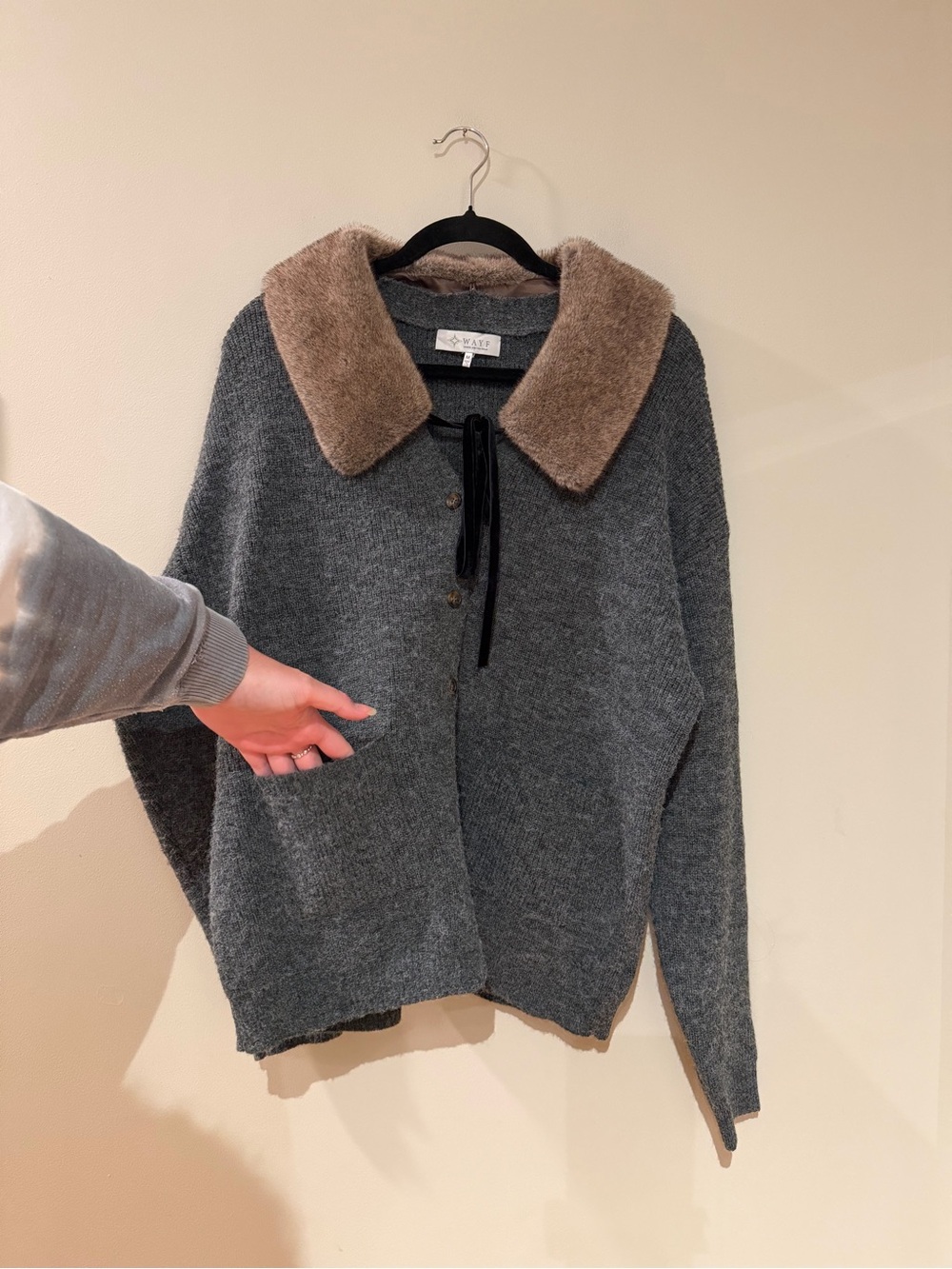 WAYF Gray Button Up Sweater - Picture 4 of 10